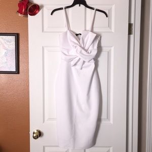 Bow Detail White Mini Dress
